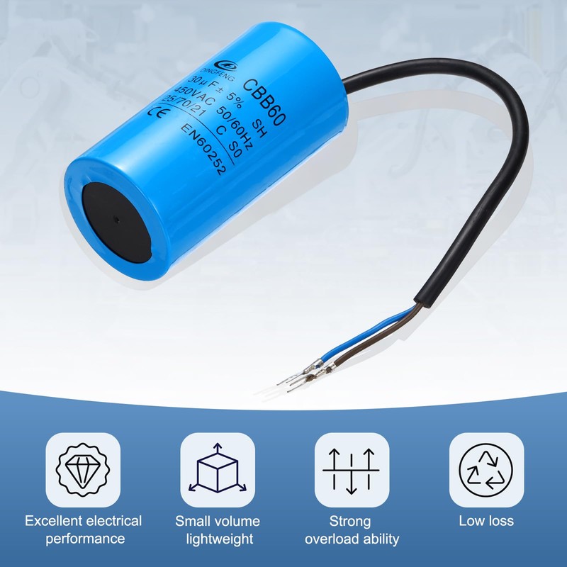 PATIKIL CBB60 30uF Running Capacitors, AC 450V 2 Wires 50/60Hz