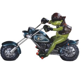 ICE ARMOR 8.5" W Frog with Bandana on Black Bike Statue Funny Animal Decoration Figurine Office Desk/Home/Living Room/Table Decor, Perfect House Warming Gifts for New Home