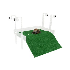 Hanging Turtle Basking Platform,with a Non-Slip Lawn That Covers Platform and Ramp,Adjustable,Fit for 15.6-19.5 Inches Width Tank,Essential for Turtle Tank Aquatic Turtles