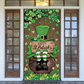 St Patricks Day Decorations Irish Shamrock Door Cover Saint Patricks Day Front Porch Welcome Sign St. Patrick's Day Decorations for Home Party