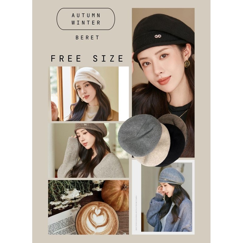 kanaelun Women's Hat, Beret, One Size, No Brim, Plain, Basic,
