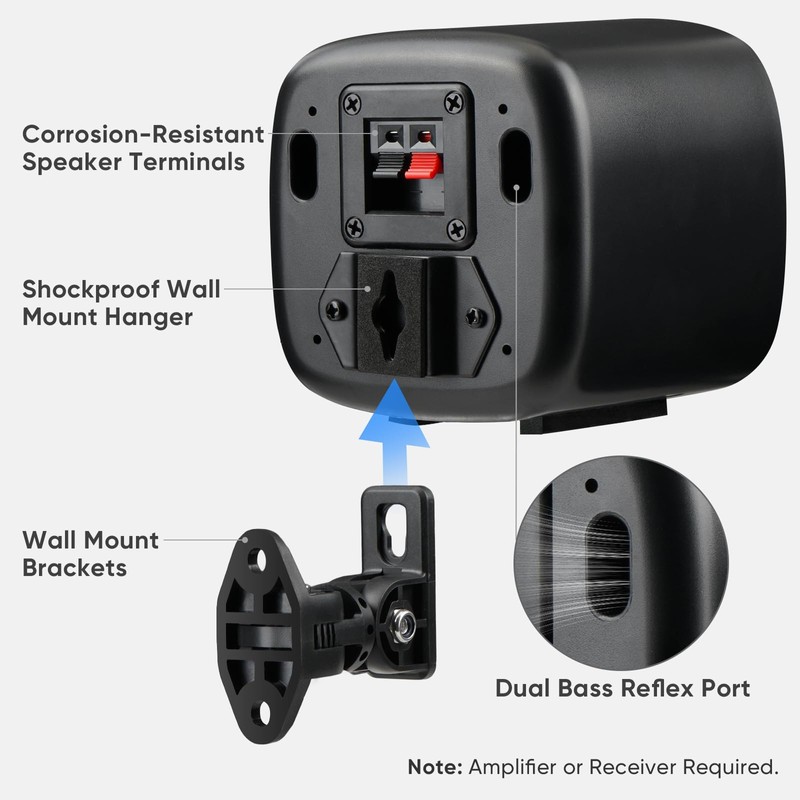 Saiyin Passive Bookshelf Speakers for Home Theater Surround Sound System,