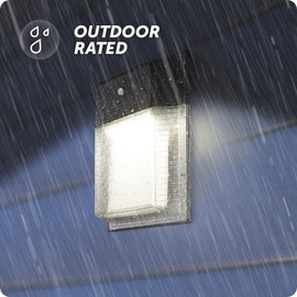 Globe Electric 23W Black Wall Pack 2000 Lumens Hardwired Automatic Dusk to Dawn Outdoor Integrated LED Flood Light Security Light, Spotlight, Outside House Lights