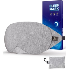 Mavogel Cotton Sleep Eye Mask - Updated Design Light Blocking with Adjustable Nose Bridge, Soft and Comfortable Night Eye Mask for Men Women, Eye Blinder for Shift Work, Includes Travel Pouch, Grey