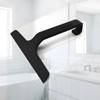 Bathroom Glass Shower Door Squeegee, Silicone & Metal, Black, 10"W