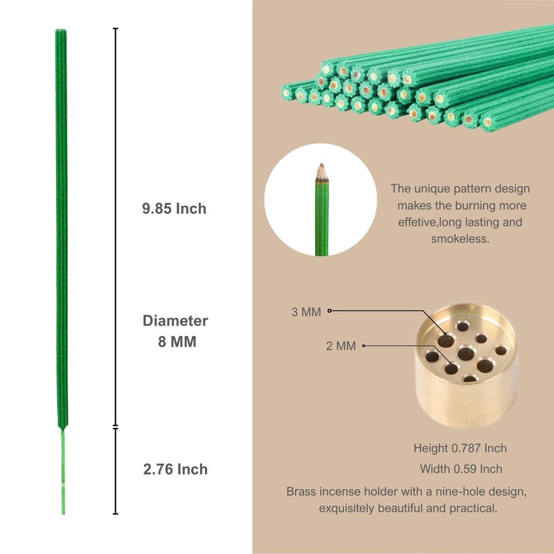 Citronella Incense Sticks Outdoor and Brass Holder,Lemongrass Joss Sticks