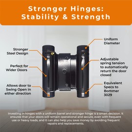 3" Double Action Spring Hinge Saloon Door Hinge | Cafe Doors, Door Hinge for in & Out Doorway Swing,Commercial Grade Double Swing Hinge, Heavy Duty Door Hinge- Swinging Cafe Doors (Gloss Black, Qty-1)