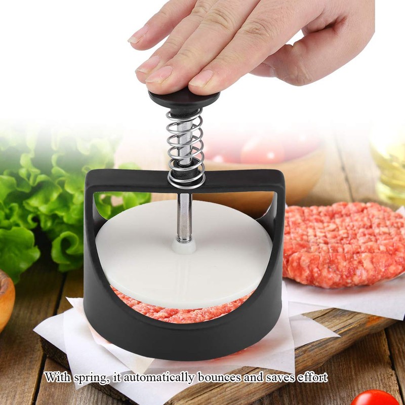 BORDSTRACT Spring-Loaded Stainless Steel Burger Press - Non-Stick Patty Maker
