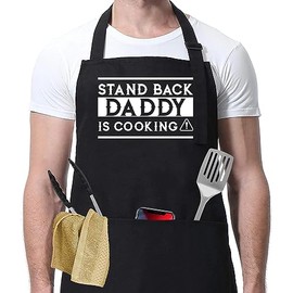 Stand Back Daddy Is Cooking Apron - Funny Bbq Grill Apron For Men - Gift Idea Birthday - Christmas For Dad - Father's Day Gift - Bbq Grilling Adjustable Bib Aprons - Grilling Apron