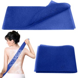 SWKJ African Net Sponge, Nylon African Bath Sponge, 80 × 30cm Long Exfoliating Sponge Net for Men and Women, Back Scrubber Deep Cleaning (Blue)