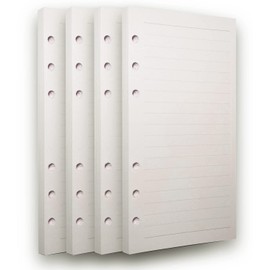 WBway Notebook Refills, Bible Size, Horizontal Rule, Set of 4, 180 Sheets, 6 Holes, Personal Organizer, Notepad Refills, 6 Holes, Fillers, A6 (Horizontal Rule)