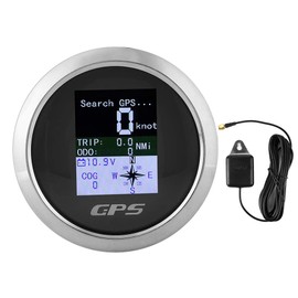 Speedometer, 85 mm Digital GPS Speedometer, Odometer, Rustproof IP67 Waterproof Digital Speedometer for Car Boat Engineer (Cadran Blanc) (Front Plate Black)