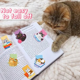 JSRQT - Paquete de 6 marcadores magnéticos para gatos, marcadores de página, marcadores de libro para estudiantes, profesores, marcapáginas de gatos surtidos para mujeres y hombres, divertidos amantes