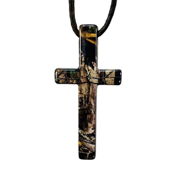 Reeltree Xtra Camo Cross Necklace Pendant Jewelry Hunting Prayer Religious Cross Necklace Made in USA