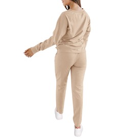 KIRUNDO Womens Sweatsuits 2 Piece Set 2025 Fall Winter Button Henley Sweatshirt Drawstring Pants Lounge Sets with Pockets(Khaki, Medium)
