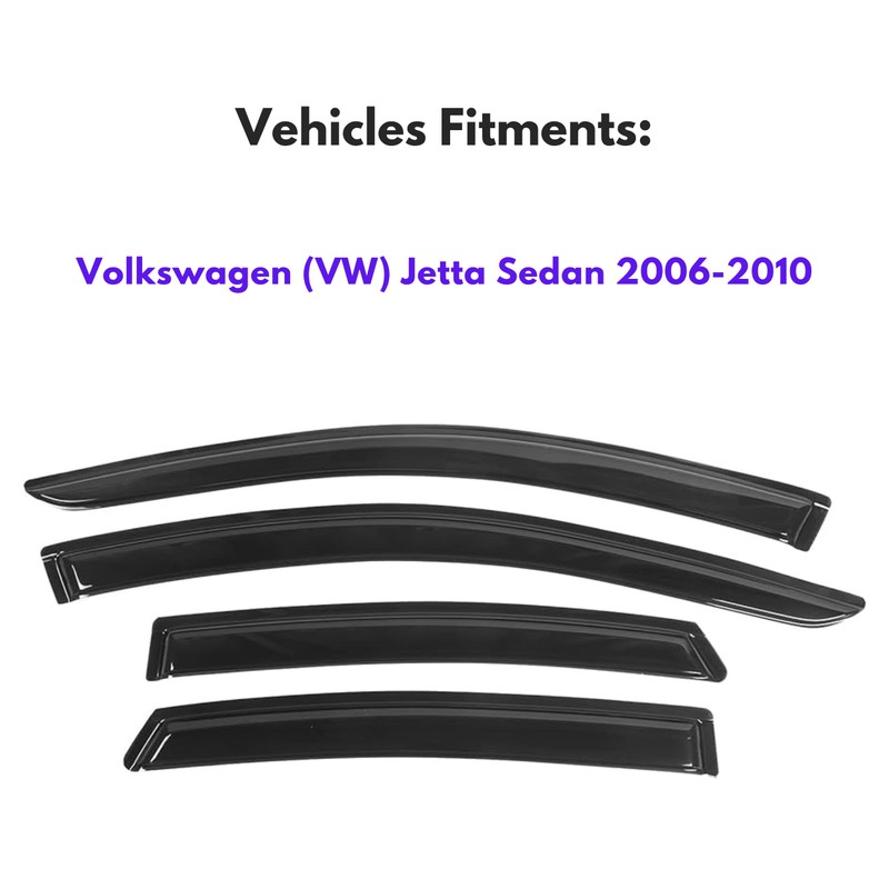 KPY Window Visor Compatible with Volkswagen (VW) Jetta Sedan 2006-2010,