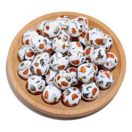 36 abalorio de silicona de Halloween de 15 mm para hacer llaveros, abalorio focales a granel para bolígrafos, pulseras, collares, accesorios de joyería DIY (calavera de calabaza)