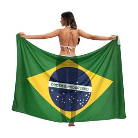 Women's Sarongs Cover Ups for Swimwear Beach Bikini Wraps Brazil Flag Scarf