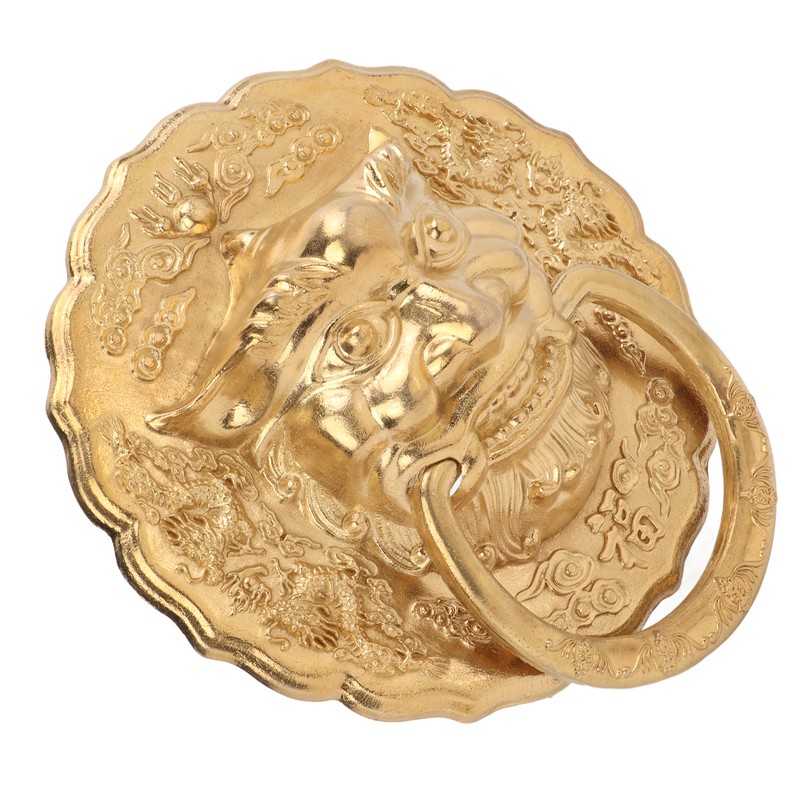 Door Knocker Chinese Animal Head Style Modelled Antique Brass Easy