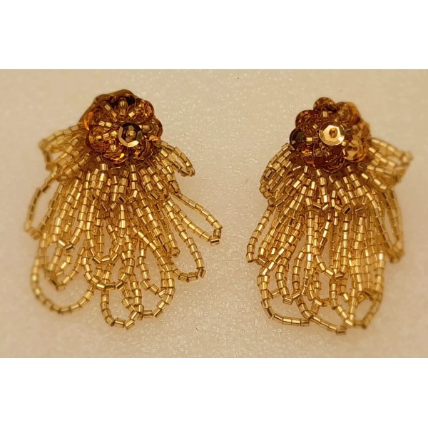 Unbranded Boho Handmade gold seed beaded sequins clip on party