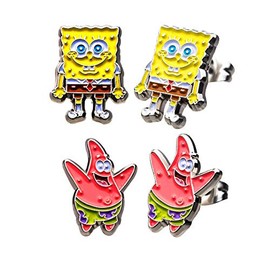 Sponge Bob & Patrick - Stainless Steel Premium Quality Stud Earrings Set