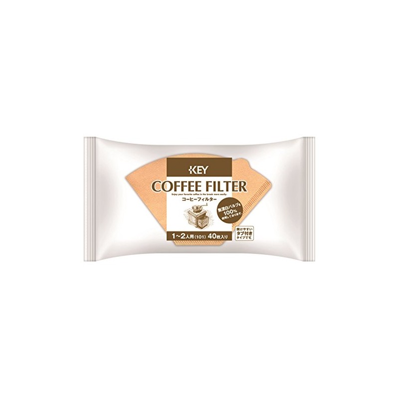 Key Coffee Coffee Filters for 1-2 Person Unbleached with Tabs