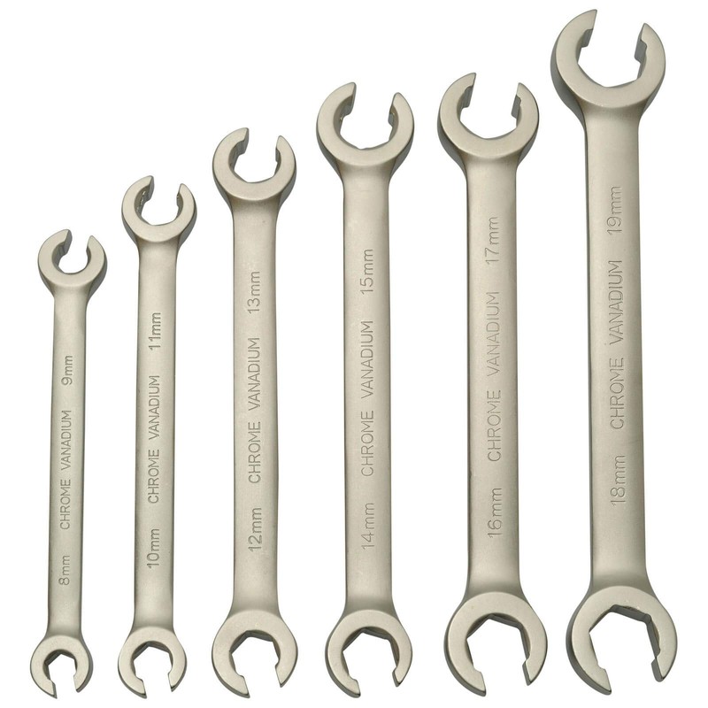 6-Piece Brake Line Wrench Set I Open Ring Spanner I