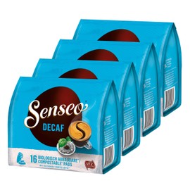 Senseo Decaf Kaffeepads Entkoffeiniert neues Design, 4er Pack, 4 x 16 Pads