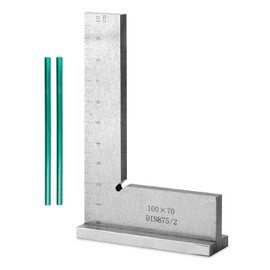 Engineer's Square with Stop 90° Try Square Metal Small 100 x 70 mm Carpenter's Square Thick with Measuring Scale for Precise Work in Metal Construction and Workshop