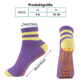Newofview 5 Pairs of Yoga Socks, Non-Slip Socks for Women, Non-Slip Pilates Socks, Women's Stopper Socks, Grip Socks for Home, Hospital, Rehabilitation, Dance, Workout, Sports, EU 35-39, Blue + Green