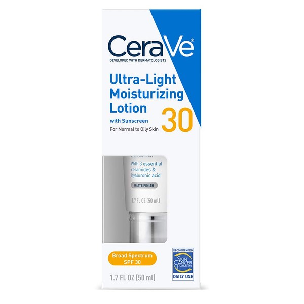 CeraVe Face Moisturizer with SPF 30 | 1.7 Ounce | Light-Weight Face Lotion with Hyaluronic Acid | Fragrance Free