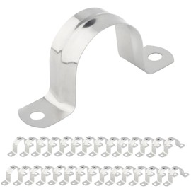 SBRRAIL 1-1/2 Inch Rigid Pipe Strap Clamps - Stainless Steel 2 Holes U Bracket Conduit Clamp Hangers for Fixing Pipes or Cables, 30pcs (41 mm)
