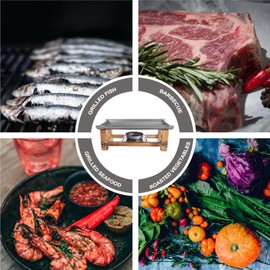 Square Grilled Fish Stove Wooden Fish Grill Plate Preseasoned Skillet Dish Cast Iron Fish Pan Cast Iron Steak Platter Roasting Pan Fish Roast Grill Alcohol Stove Japanese-style