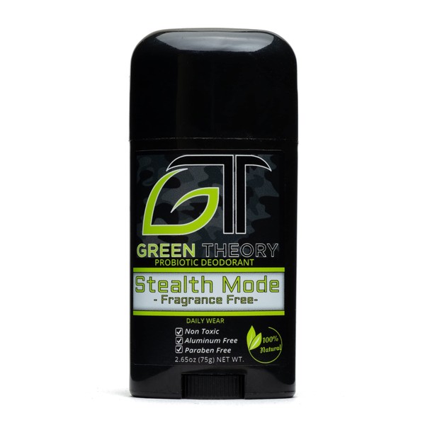 Green Theory - Stealth Mode Fragrance Free Natural Deodorant - Unscented, Aluminum-Free, Probiotic, Hunting - 2.65 Ounce Solid