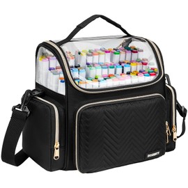 Large Marker Organizer Case for 180 Markers,Travel Marker Storage Bag with Dividers and 4 Pockets,Marker Organizer Holder for Paint Brushes,Colored Pencils and Other Art Supplies,Bag Only,Pink