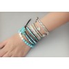 KELITCH Turquoise Beaded Bracelet 3 Wrap Leather Bangle Bracelets Hand-Braided