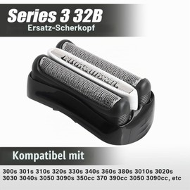 Pack of 2 Replacement Shaving Heads Compatible with Series 3, 32B Razor Heads Replacement Blades Blades Razor Head for Series 3 3000s, 3010s, 3040s, 3050cc, 300s, 310s etc (32B, Black)