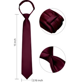 Branduce Maroon Tie for Boys Silk Blend Pre-tied Adjustable Kids Necktie for Age 8-12 Wedding School Graduation (TA18-32)