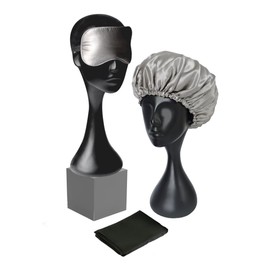 PuffCuff | Sleep Better Bundle | Silk Eye Mask, Silk Handmade Jumbo Bonnet, & Mulberry Silk Standard Size Pillowcase | 3 Piece Set