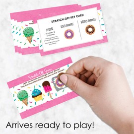 Big Dot of Happiness Sweet Shoppe - Candy and Bakery Birthday Party or Baby Shower Game Scratch Off Cards - 22 Count