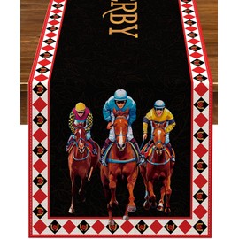 Nepnuser Kentucky Derby Table Runner Churchill Downs Horse Racing Themed Party Decoration Run for The Roses Home Kitchen Dining Room Decor (13" x 90")
