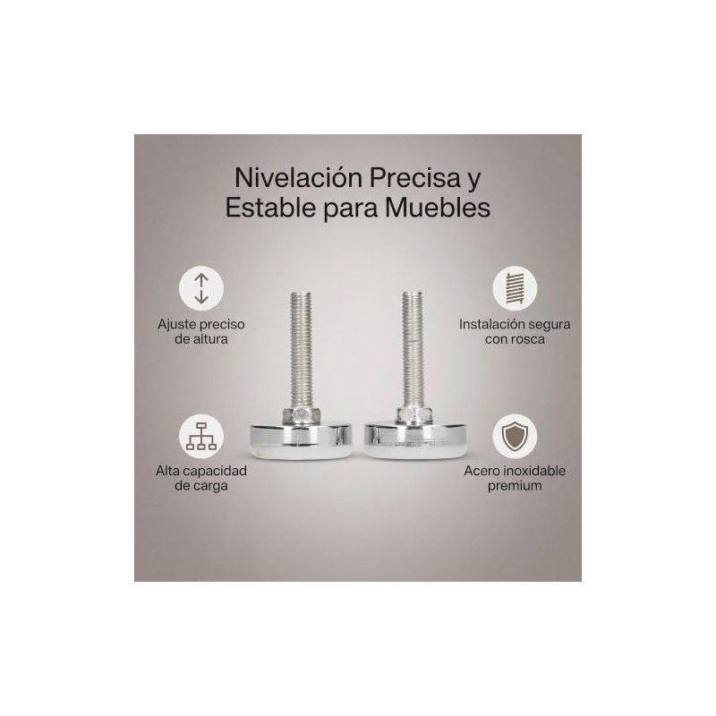 Pissente Nivelador de Patas de Muebles de Acero Inoxidable Ajustable
