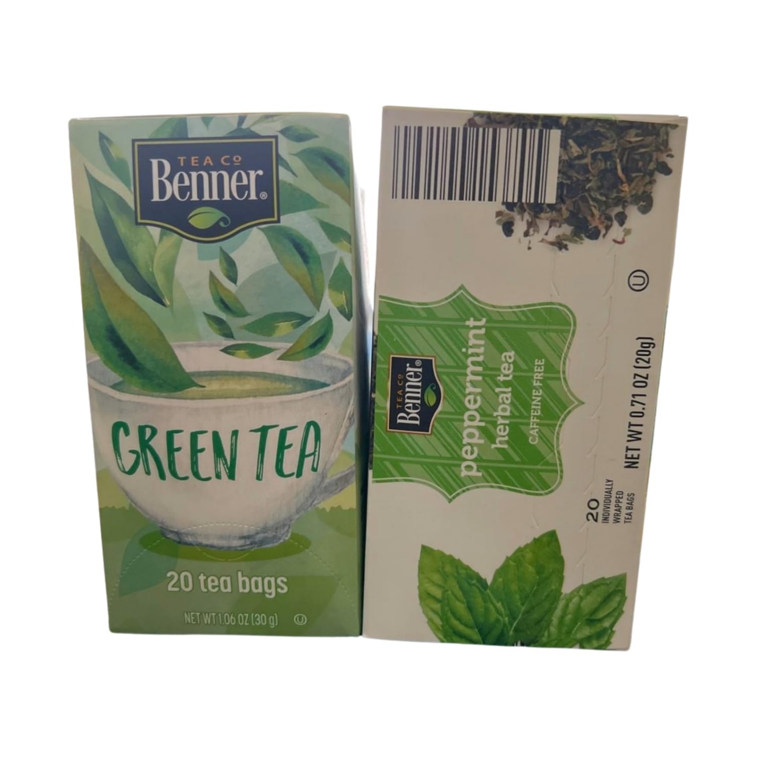 Tea co Benner Peppermint and Green Tea Bags, 40 Count, Individually ...