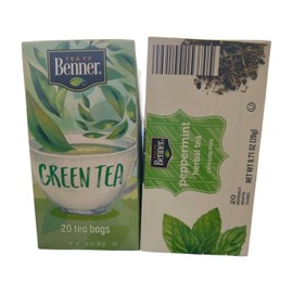 Tea co Benner Peppermint and Green Tea Bags, 40 Count, Individually Wrapped, 1.06oz