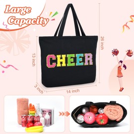 Aileam Cheer Tote Bag for Cheerleaders Cheer Bag Reusable Shopping Bag with Zipper Pocket Perfect Cheer Stuff Gift for Girls Coaches
