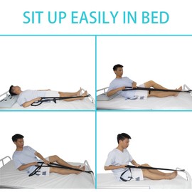 KkaFFe Bed Ladder Straps with Handles, Bed Ladder Assist, Pull Up Assist Device with Handle Strap, Rope Ladder Helper, Sit Up Hoist for Elderly,Senior, Injury Recovery Patient, Pregnant, Handicap