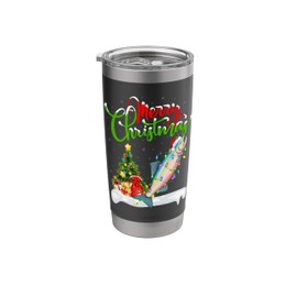 Xmas Tree Lighting Santa Hat Salmon Fish Christmas Stainless Steel Insulated Tumbler