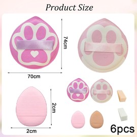 DHWEKU Pack of 2 cat claws powder puffs for sale, soft powder sponge, make-up powder, make-up tool, comes with T-shaped puffs and finger puffs, for loose powder and liquid cosmetics