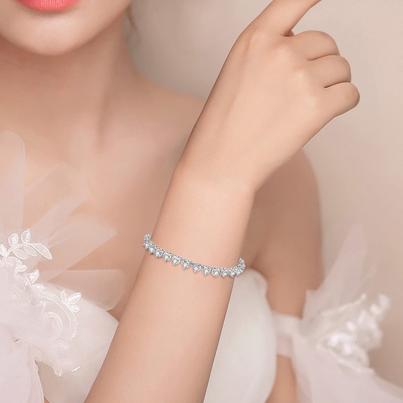 EleQueen Bridal Cubic Zirconia Love Heart Jewelry Set for Women,