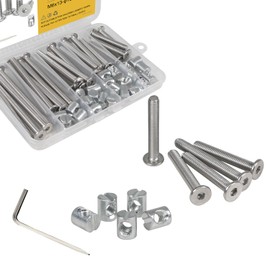 24 Sets Crib Screws, M6-1.0mm Bed Frame Bolts and Nuts Kit, 304 Stainless Steel Fully Threaded 4 Different Length Bunk Bed Screws, Crib Parts, Furniture Barrel Bolts Assortment Kit with Wrench